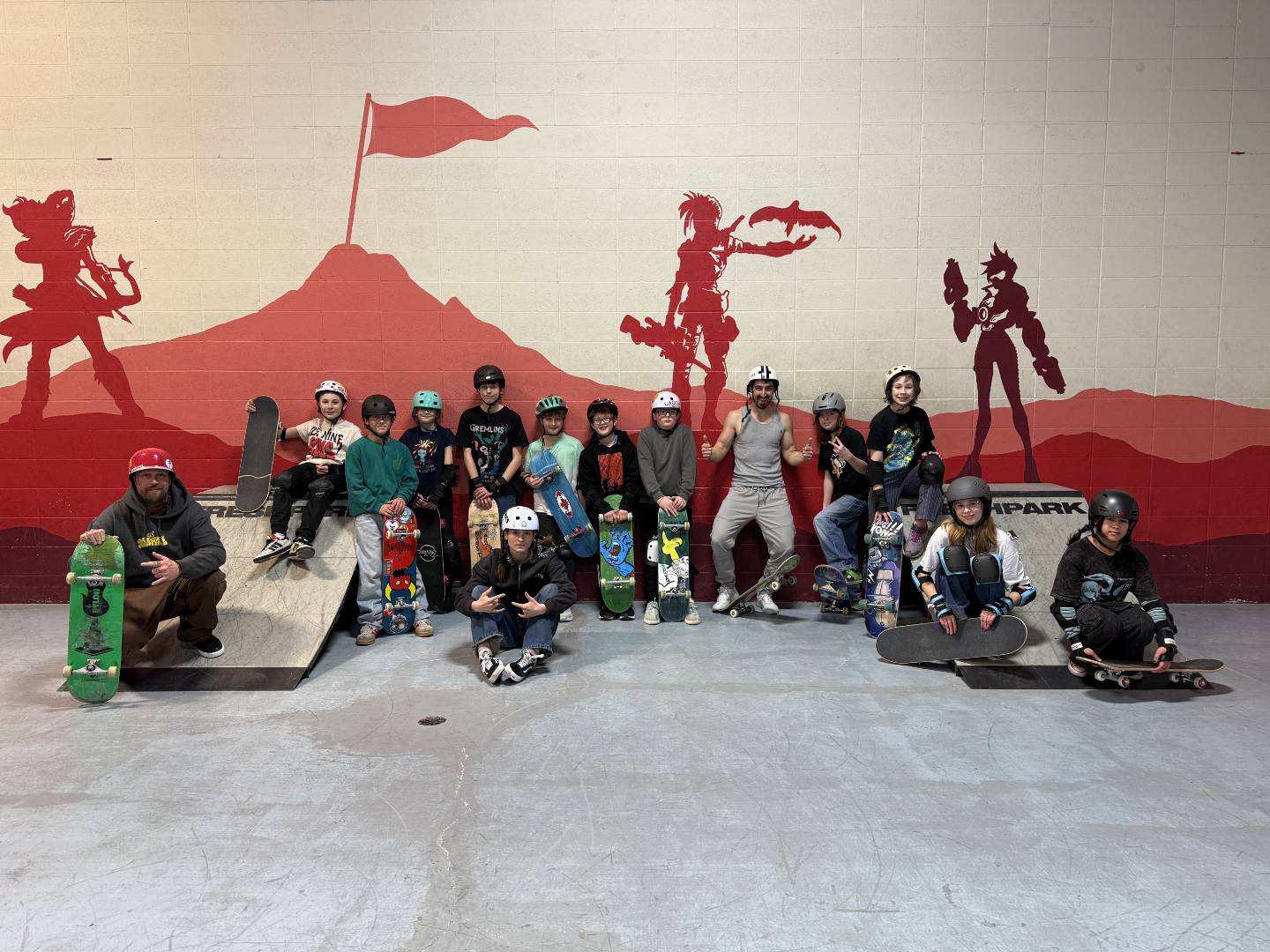 Skaters at a skatepark